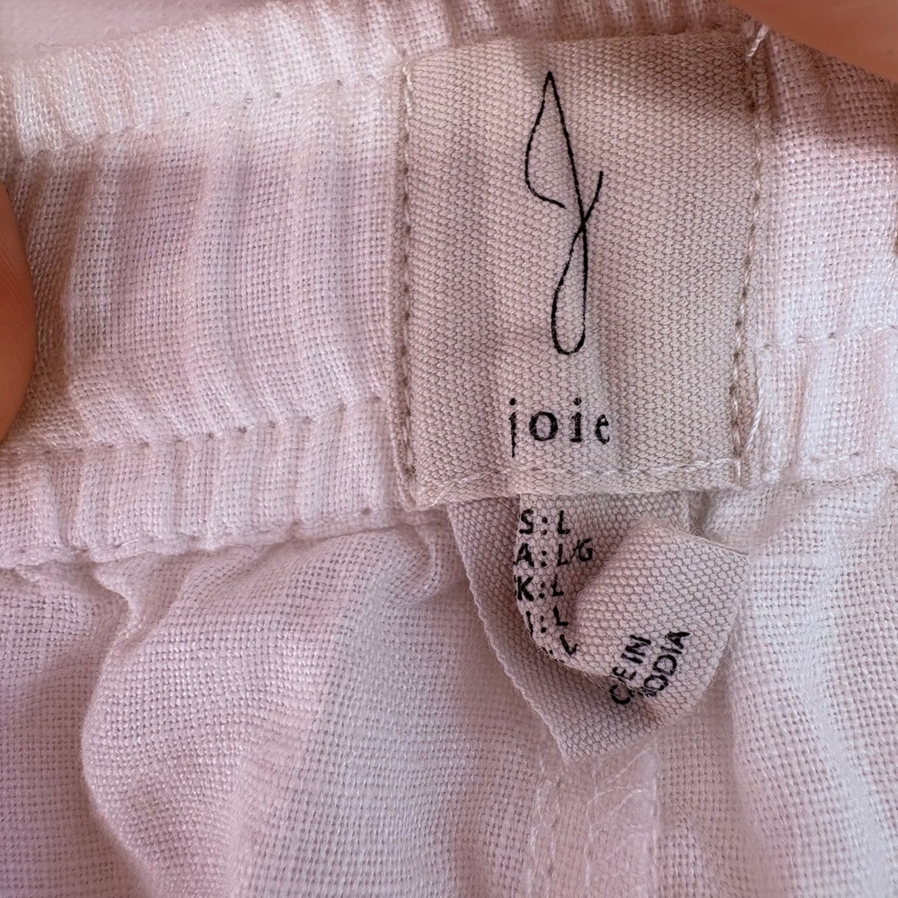 Joie White 100% Linen Wrap Skort Women Large Cargo Pocket Side Tie Casual Summer - Picture 2 of 7